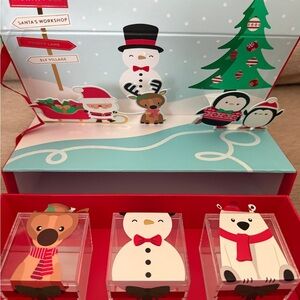 Sugarfina- empty Holiday Themed box with pull out drawers and three compartments